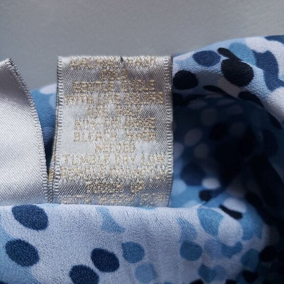 Vintage Y2K Sheer Button-Up‎ Pleated Polka Dot Blouse Womens L Feminine Casual - Picture 7 of 8